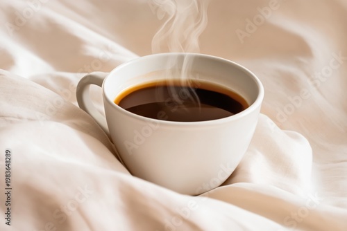 Warm Cup of Coffee on a Table With Steam Rising up in a Cozy Setting