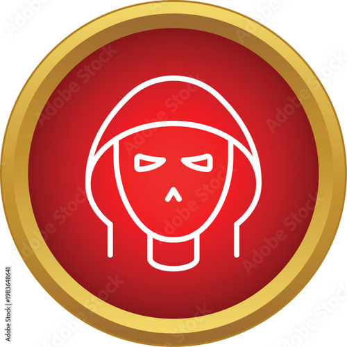 Hooded figure icon symbolizing digital security threats and internet anonymity