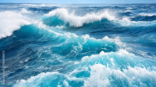 Waves Crash Against Each Other in a Vibrant Ocean Scene During a Sunny Day
