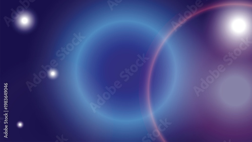Abstract Blue Background with Cinematic Lens Flares and Glowing Orbs