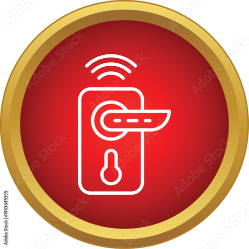 Outline icon representing wireless smart door lock technology and security