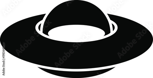 Abstract Black Silhouette of a Saucer- Shaped Object flying saucer spaceship