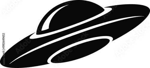 Abstract Black Silhouette of a Sleek, Modern Flying Saucer alien spaceship