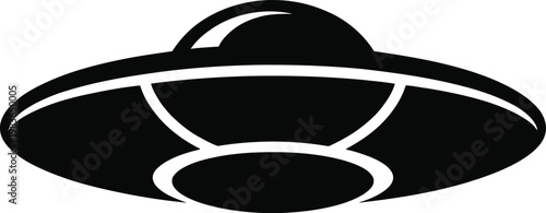 Black silhouette of a classic flying saucer spaceship on a white background alien extraterrestrial