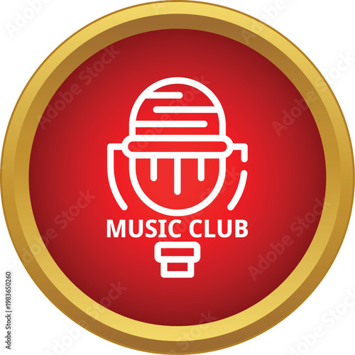 Red circle logo featuring a microphone and music club text