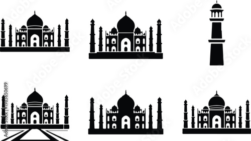 Foto Taj Mahal Silhouette Icon Vector Outline Design