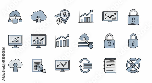 Secure online data storage and protection icons showcase various symbols 20260413_123231_291.eps