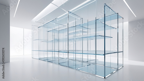 High Contrast Minimalist Layout With Elevated Glass Panels