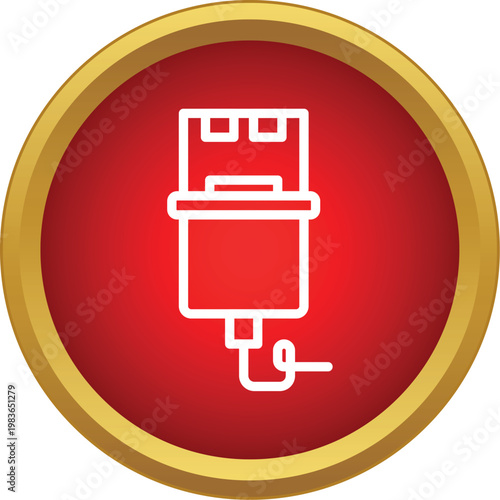 Usb type c cable plug in a red and gold circle