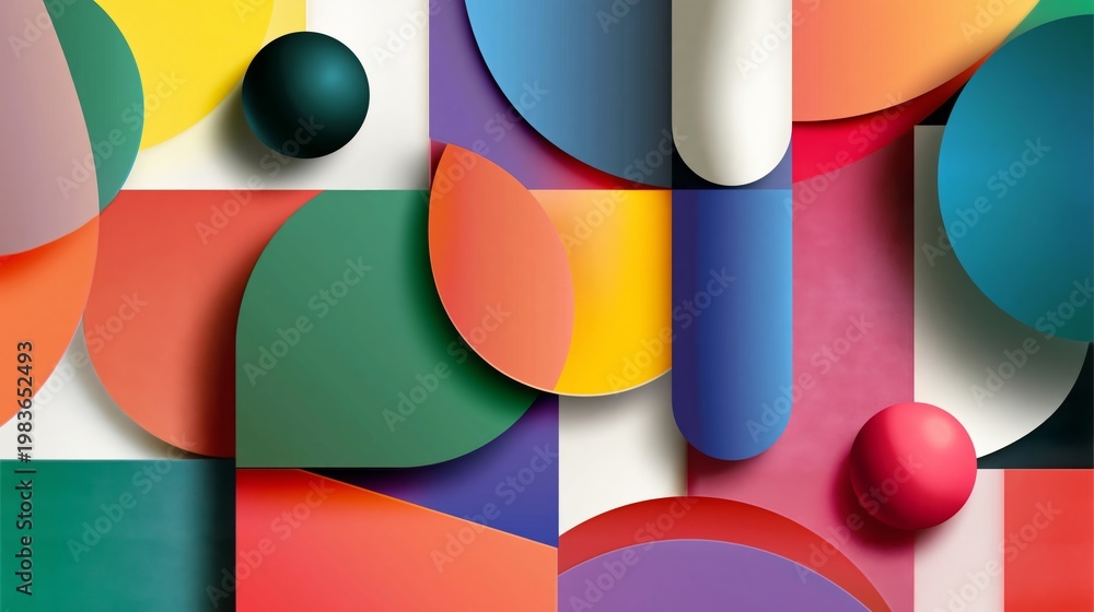 Obraz premium Colorful Shapes and Forms Create Visual Interest on a Light Background