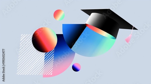 Colorful Shapes and Forms Create Visual Interest on a Light Background