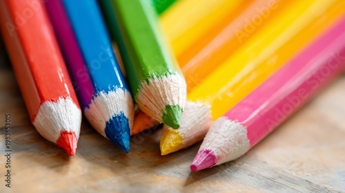 Group of Colored Pencils Arranged in a Heart Shape on a White Background