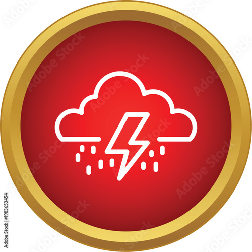 Weather forecast thunderstorm icon showing cloud lightning and rain