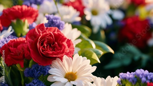 Colorful Flowers Bloom in a Garden During the Bright Daylight of Spring Season