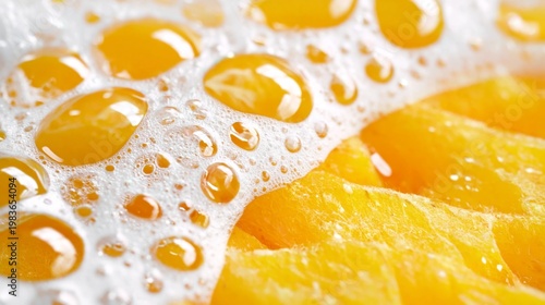 Fresh Pineapple Slices With Bubbles and Juice on a Bright Surface During Afte...