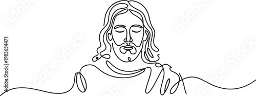 continuous line of Jesus christ.one line drawing of the Lord jesus being overtaken. one line Icon drawing