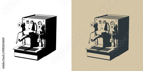 Professional espresso machine illustrations