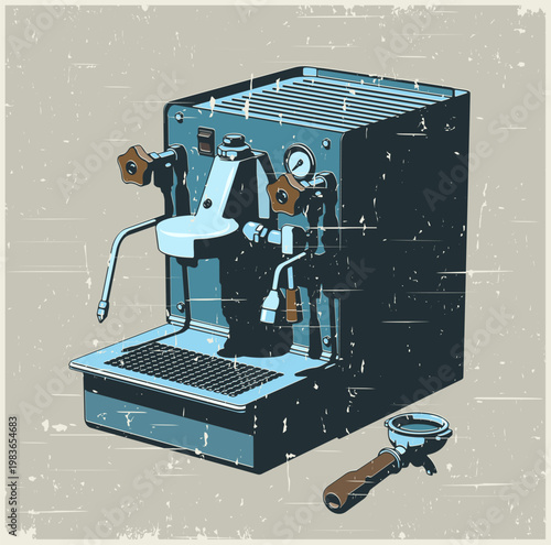 Professional espresso machine retro poster