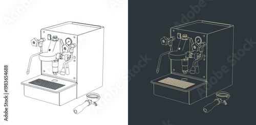 Professional espresso machine sketches
