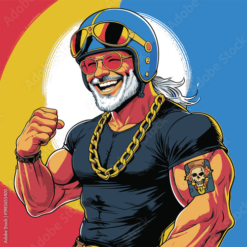 cheerful biker grandpa