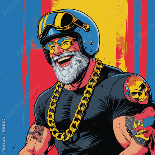 cheerful biker grandpa