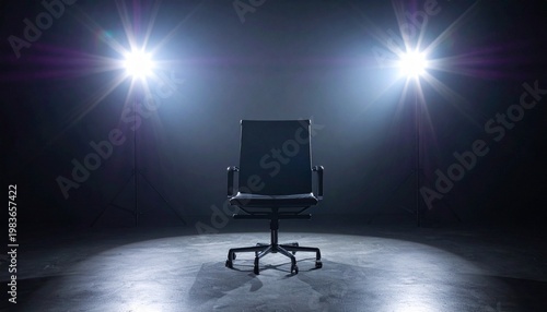 blue chair on black background