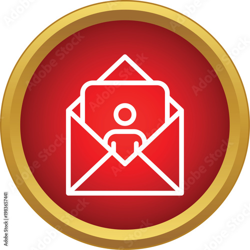 Free Download Red circle icon showing an open envelope with a user profile card - GFXLoad