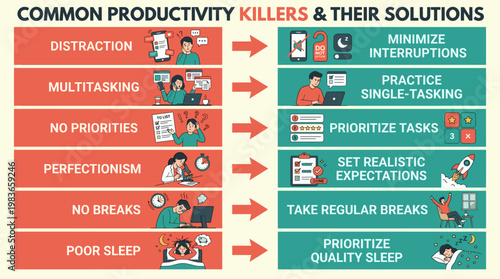 Common productivity killers and their solutions for better work efficiency