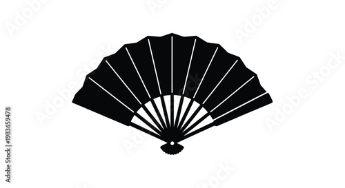 Elegant black folding fan illustration a striking visual silhouette