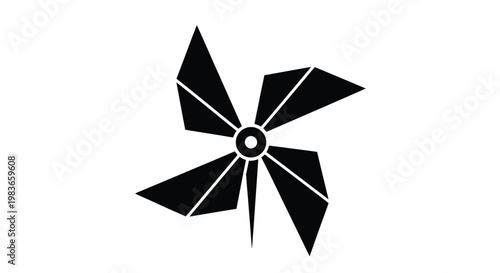 A black pinwheel design simple shape isolated on white background silhouette