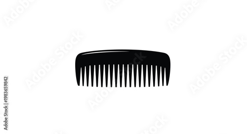 Simple black hair comb illustration against a white background silhouette
