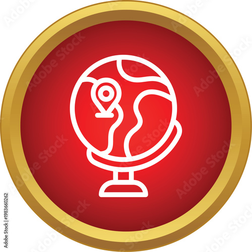 Globe icon with a location pin symbolizing global positioning and destination