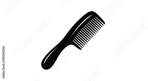 A black hair comb displayed against a white background silhouette
