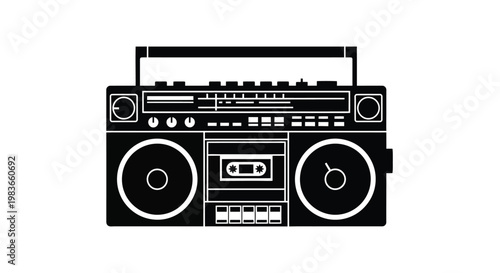 Vintage boombox illustration a classic design in stark silhouette