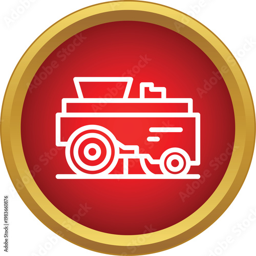 Combine harvester icon representing agriculture machinery for harvesting crops