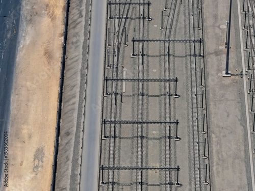 Cuadro en lienzo View of railway station with rails for train shunting and turning