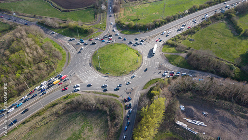 Quadro su tela Wide-angle drone shot of the Sheriffhall highway interchange
