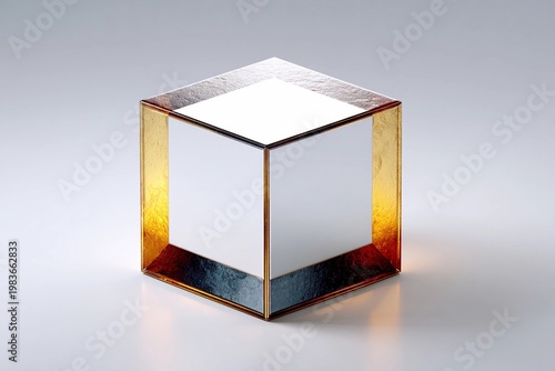 Shimmering Geometric Cube Captures Light and Elegance in Modern Design Generative AI