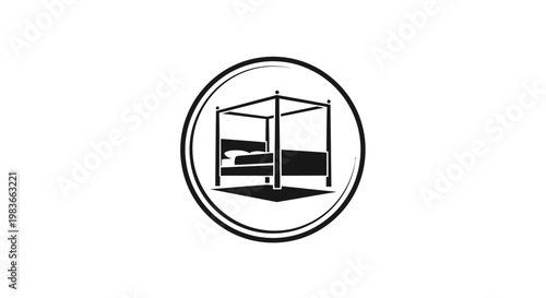 Simple line icon of a bed.