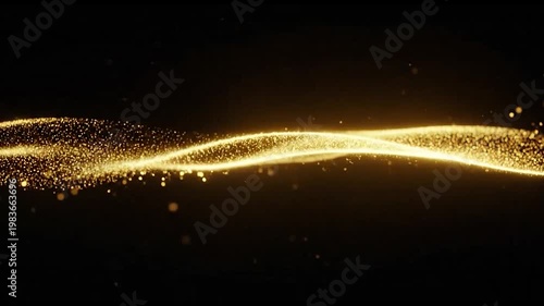 Glowing golden particles flowing smoothly.