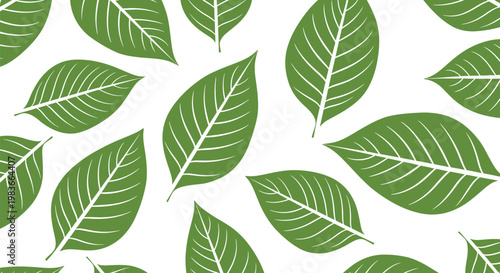 Lush green leaves pattern a vibrant botanical seamless repeat design