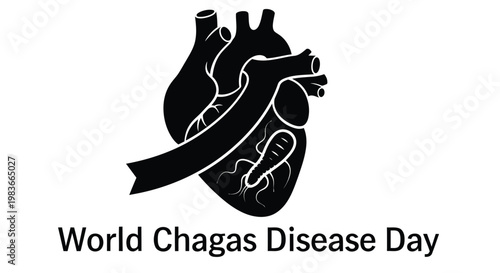 Anatomical heart illustration with text promoting chagas disease awareness high quality