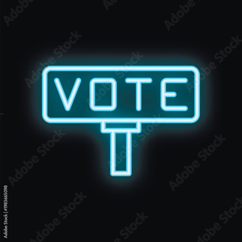 Bright blue neon sign displaying the word vote serves as a vibrant reminder of the importance of participating in the democratic process