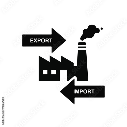 Factory and Arrows Import Export Concept