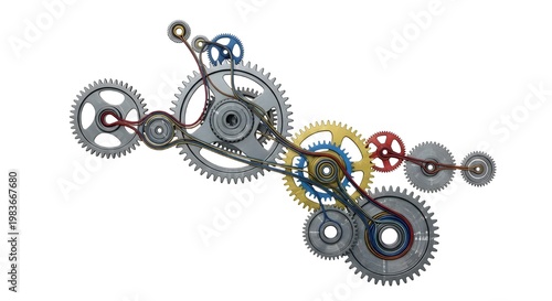 Intricate clockwork mechanism a detailed assembly of gears and springs