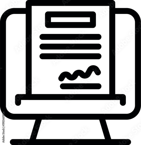 Digital document with electronic signature displayed on a computer monitor, symbolizing online agreement and modern business practices