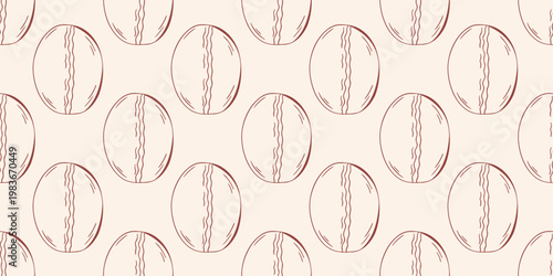 Artisan bread buns with wavy decor seamless pattern, brown outline doodle flat retro style. Minimalist hand drawn vector illustration for bakery branding, cafe menu, isolated on beige background.