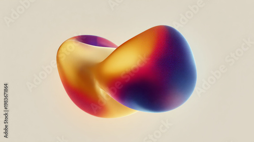 Vibrant 3D Abstract Shape Twisting on Beige Background For Creative Concepts