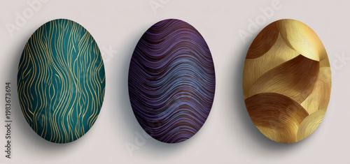 Oval Art Panels With Wavy Patterns For Creative Design And Decoration Concepts