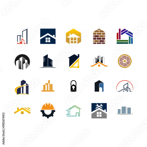 Modern Real Estate Construction and Building Logo Design Bundle